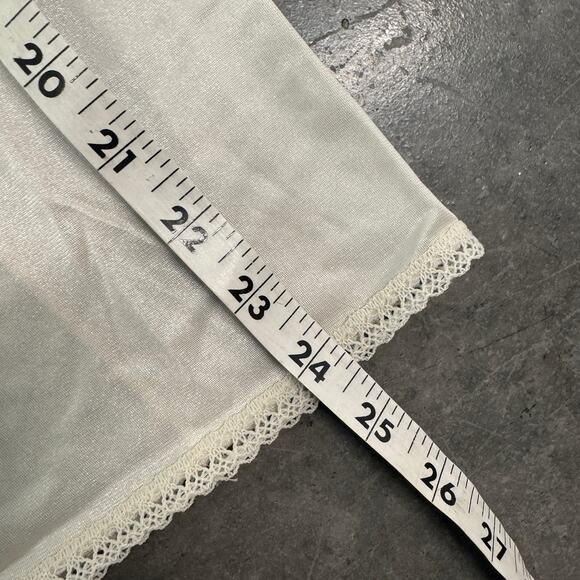 Vintage Y2k Cream Ivory Coquette Slit Satin Women's Midi Skirt Small - Picture 4 of 5